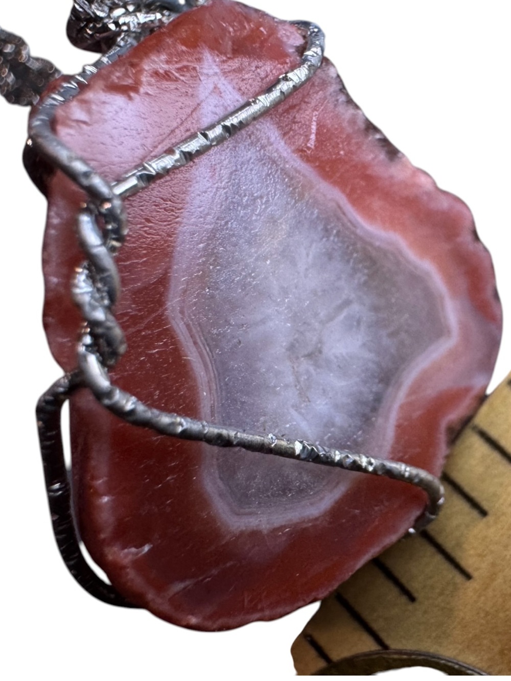 Red Agate Slice Necklace from the spiritual crystal & jewelry brand Mindful Soul